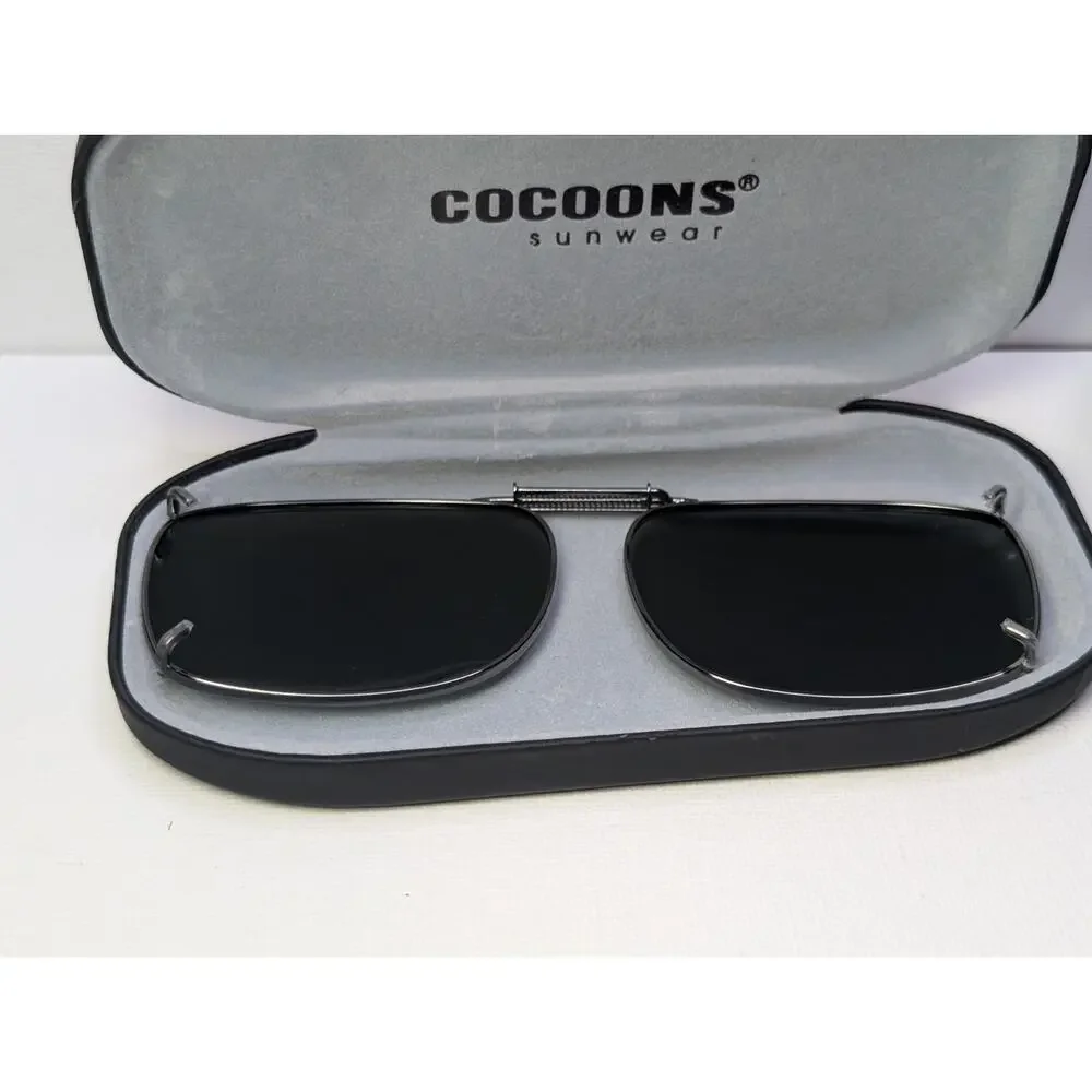 Cocoons Sunwear Polarized Clip On Sunglasses W/ Hard Case Zip Case Sleeve